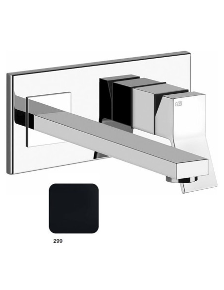 Miscelatore Gessi a parete con bocca lunga serie Rettangolo K parte esterna cod.53090 incasso cod.44697 - Kallea