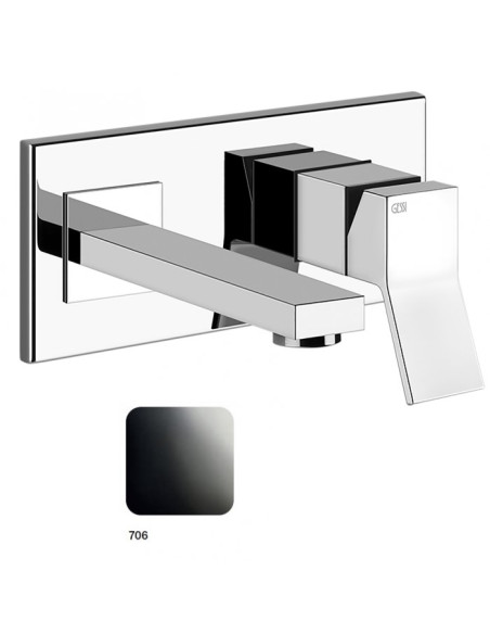 Miscelatore Gessi a parete con bocca regolabile serie Rettangolo K parte esterna cod.53084 incasso cod.44697 - Kallea