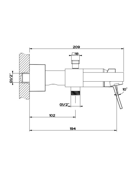 Miscelatore esterno vasca Gessi serie Rettangolo K cod.53013 con deviatore automatico bagno/doccia - Kallea