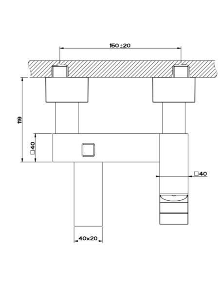 Miscelatore esterno vasca Gessi serie Rettangolo K cod.53013 con deviatore automatico bagno/doccia - Kallea