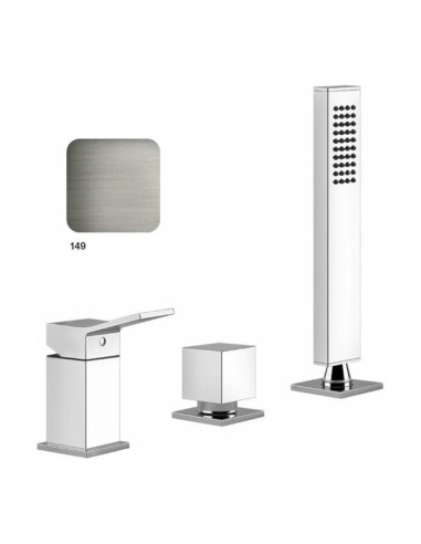 Gruppo Vasca Gessi serie Rettangolo K 3 fori cod. 53043 per erogazione alla colonna vasca con deviatore flessibile 1,50 m e d...