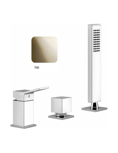 Gruppo Vasca Gessi serie Rettangolo K 3 fori cod. 53043 per erogazione alla colonna vasca con deviatore flessibile 1,50 m e d...