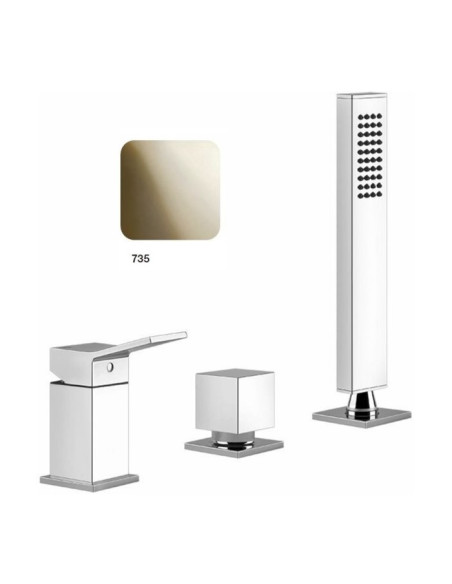 Gruppo Vasca Gessi serie Rettangolo K 3 fori cod. 53043 per erogazione alla colonna vasca con deviatore flessibile 1,50 m e d...