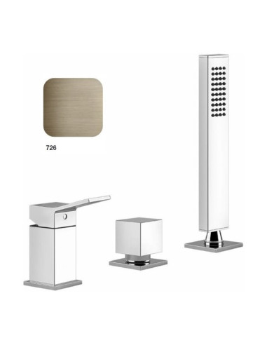 Gruppo Vasca Gessi serie Rettangolo K 3 fori cod. 53043 per erogazione alla colonna vasca con deviatore flessibile 1,50 m e d...