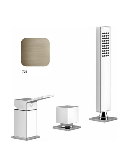 Gruppo Vasca Gessi serie Rettangolo K 3 fori cod. 53043 per erogazione alla colonna vasca con deviatore flessibile 1,50 m e d...