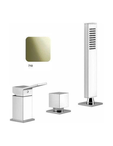 Gruppo Vasca Gessi serie Rettangolo K 3 fori cod. 53043 per erogazione alla colonna vasca con deviatore flessibile 1,50 m e d...