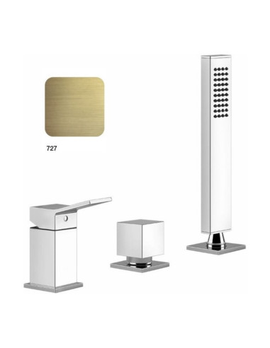 Gruppo Vasca Gessi serie Rettangolo K 3 fori cod. 53043 per erogazione alla colonna vasca con deviatore flessibile 1,50 m e d...