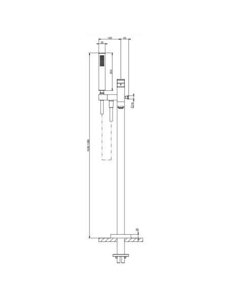 Miscelatore da terra vasca Gessi serie Rettangolo K cod. 53129+46189 con parte incasso e doccetta - Kallea