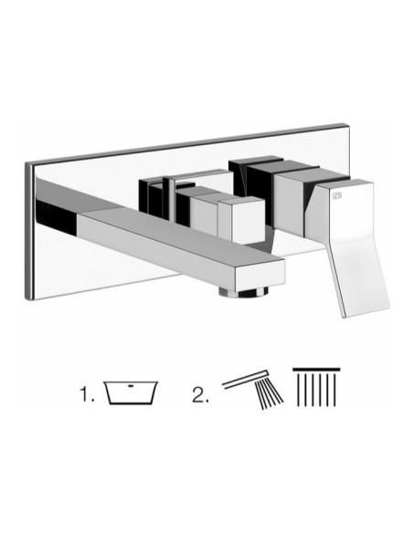 Miscelatore Gessi Vasca a parete 2 vie con deviatore serie Rettangolo K parte esterna cod.53136 incasso cod.44639 presa acqua...