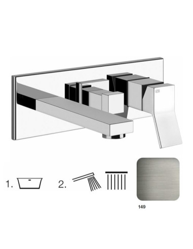 Miscelatore Gessi Vasca a parete 2 vie con deviatore serie Rettangolo K parte esterna cod.53136 incasso cod.44639 presa acqua...