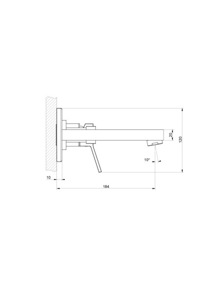 Miscelatore Gessi Vasca a parete 2 vie con deviatore serie Rettangolo K parte esterna cod.53136 incasso cod.44639 presa acqua...