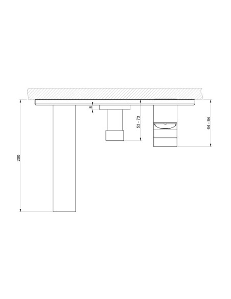 Miscelatore Gessi Vasca a parete 2 vie con deviatore serie Rettangolo K parte esterna cod.53136 incasso cod.44639 presa acqua...