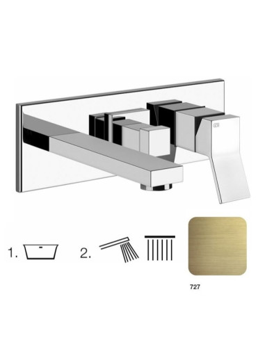 Miscelatore Gessi Vasca a parete 2 vie con deviatore serie Rettangolo K parte esterna cod.53136 incasso cod.44639 presa acqua...