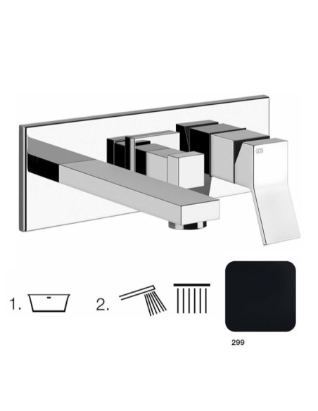 Miscelatore Gessi Vasca a parete 2 vie con deviatore serie Rettangolo K parte esterna cod.53136 incasso cod.44639 presa acqua...