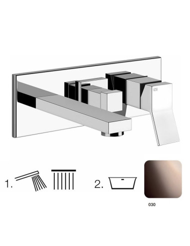 Miscelatore Gessi Vasca a parete 2 vie con deviatore serie Rettangolo K parte esterna cod.53138 incasso cod.44639 presa acqua...