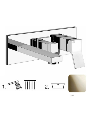 Miscelatore Gessi Vasca a parete 2 vie con deviatore serie Rettangolo K parte esterna cod.53138 incasso cod.44639 presa acqua...