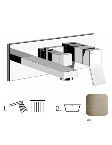 Miscelatore Gessi Vasca a parete 2 vie con deviatore serie Rettangolo K parte esterna cod.53138 incasso cod.44639 presa acqua...