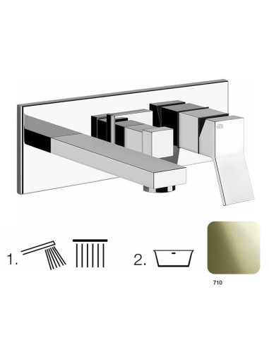 Miscelatore Gessi Vasca a parete 2 vie con deviatore serie Rettangolo K parte esterna cod.53138 incasso cod.44639 presa acqua...