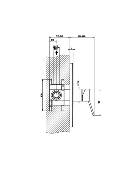 Parte esterna Gessi Miscelatore a parete 1 via serie Rettangolo K cod.53061 incasso cod.44655 - Kallea