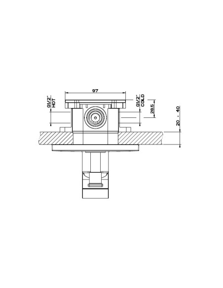 Parte esterna Gessi Miscelatore a parete 2 vie serie Rettangolo K cod.53079 incasso cod.44673 con deviatore Bagno/Doccia - Ka...