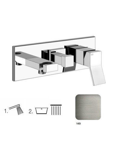 Miscelatore Gessi Doccia a parete 2 vie con deviatore serie Rettangolo K parte esterna cod.53140 incasso cod.44639 presa acqu...