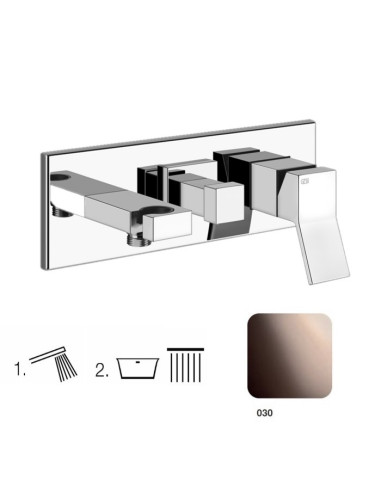 Miscelatore Gessi Doccia a parete 2 vie con deviatore serie Rettangolo K parte esterna cod.53140 incasso cod.44639 presa acqu...