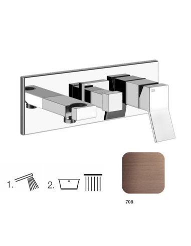 Miscelatore Gessi Doccia a parete 2 vie con deviatore serie Rettangolo K parte esterna cod.53140 incasso cod.44639 presa acqu...