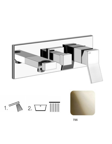 Miscelatore Gessi Doccia a parete 2 vie con deviatore serie Rettangolo K parte esterna cod.53140 incasso cod.44639 presa acqu...