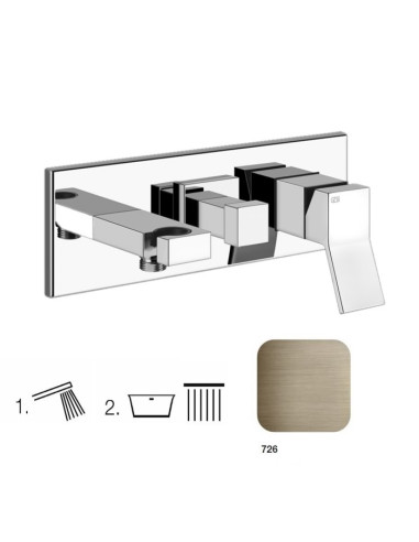 Miscelatore Gessi Doccia a parete 2 vie con deviatore serie Rettangolo K parte esterna cod.53140 incasso cod.44639 presa acqu...