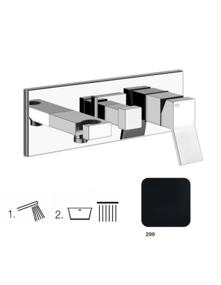 Miscelatore Gessi Doccia a parete 2 vie con deviatore serie Rettangolo K parte esterna cod.53140 incasso cod.44639 presa acqu...