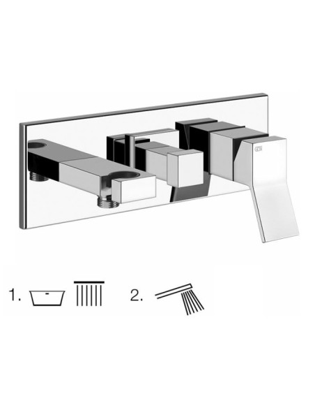 Miscelatore Gessi Doccia a parete 2 vie con deviatore serie Rettangolo K parte esterna cod.53141 incasso cod.44639 presa acqu...