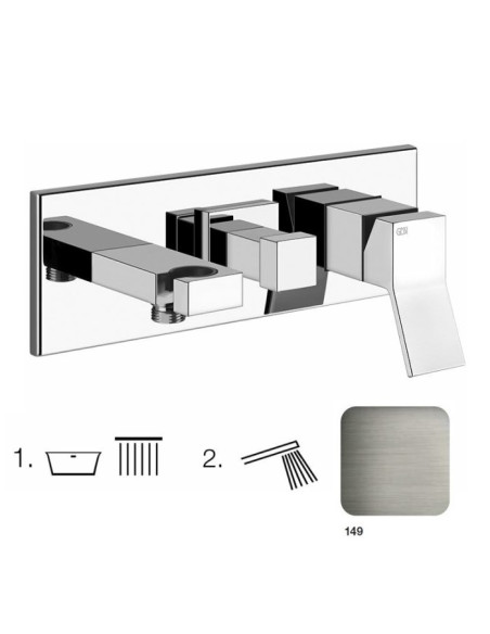 Miscelatore Gessi Doccia a parete 2 vie con deviatore serie Rettangolo K parte esterna cod.53141 incasso cod.44639 presa acqu...