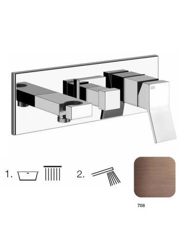 Miscelatore Gessi Doccia a parete 2 vie con deviatore serie Rettangolo K parte esterna cod.53141 incasso cod.44639 presa acqu...