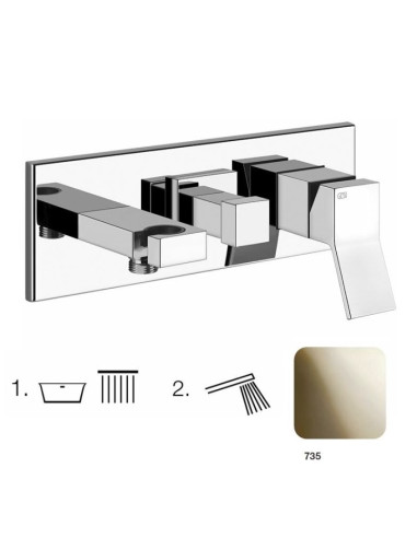 Miscelatore Gessi Doccia a parete 2 vie con deviatore serie Rettangolo K parte esterna cod.53141 incasso cod.44639 presa acqu...