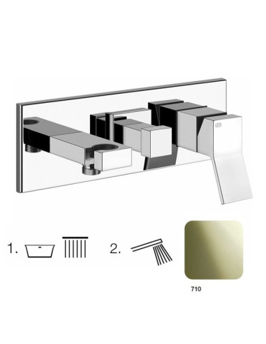 Miscelatore Gessi Doccia a parete 2 vie con deviatore serie Rettangolo K parte esterna cod.53141 incasso cod.44639 presa acqu...