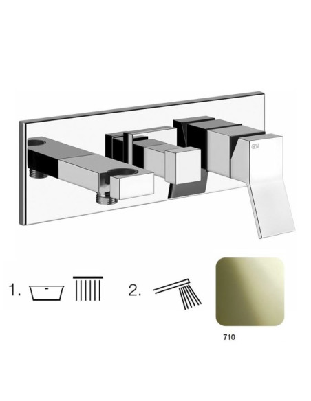 Miscelatore Gessi Doccia a parete 2 vie con deviatore serie Rettangolo K parte esterna cod.53141 incasso cod.44639 presa acqu...