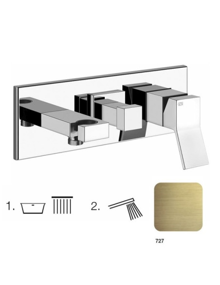 Miscelatore Gessi Doccia a parete 2 vie con deviatore serie Rettangolo K parte esterna cod.53141 incasso cod.44639 presa acqu...