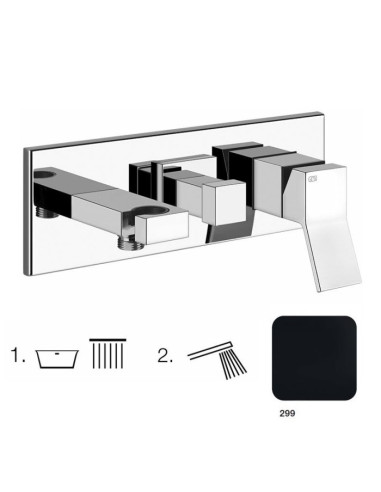 Miscelatore Gessi Doccia a parete 2 vie con deviatore serie Rettangolo K parte esterna cod.53141 incasso cod.44639 presa acqu...