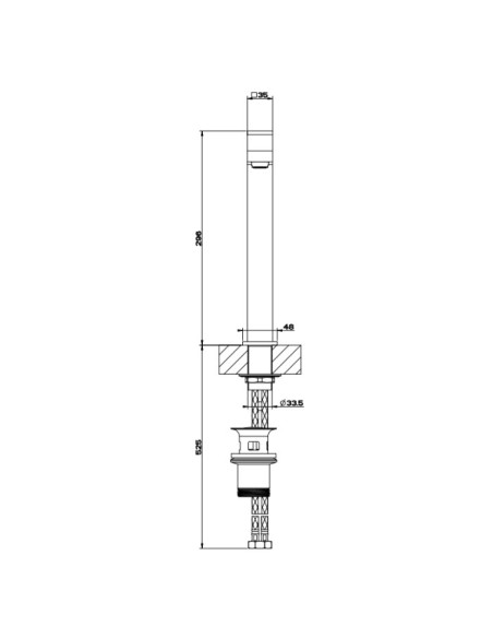 Miscelatore lavabo alto Gessi serie Rettangolo canna lunga cod. 11923 con scarico e flessibili di collegamento - Kallea