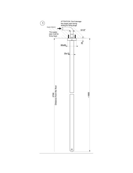 Bocca soffitto Gessi Serie Rettangolo cod.20099 da completare con comando remoto - Kallea