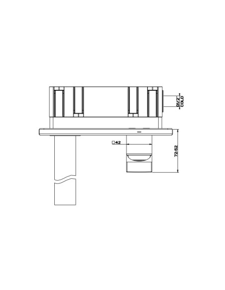 Miscelatore Gessi a parete con bocca corta serie Rettangolo parte esterna cod.44840 incasso cod.44697 - Kallea