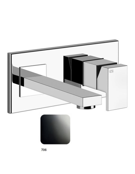 Miscelatore Gessi a parete con bocca corta serie Rettangolo parte esterna cod.44840 incasso cod.44697 - Kallea