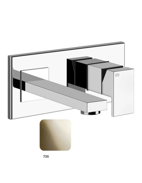 Miscelatore Gessi a parete con bocca corta serie Rettangolo parte esterna cod.44840 incasso cod.44697 - Kallea