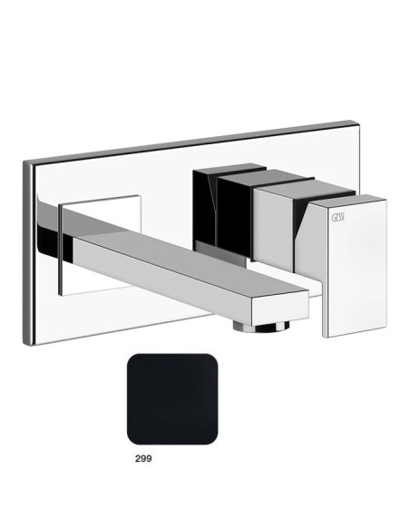 Miscelatore Gessi a parete con bocca corta serie Rettangolo parte esterna cod.44840 incasso cod.44697 - Kallea