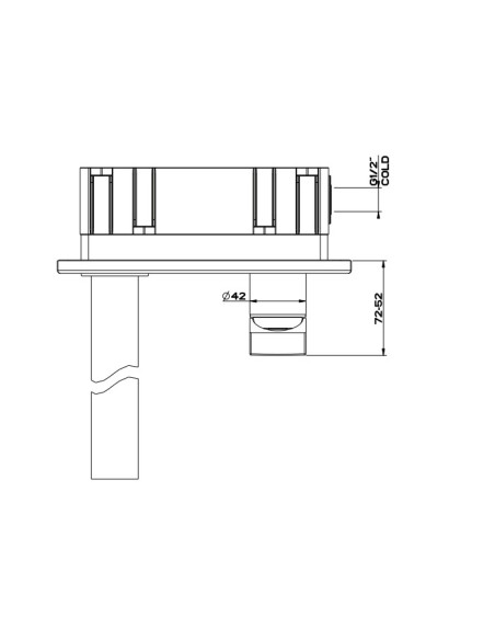 Miscelatore Gessi a parete con bocca media serie Rettangolo parte esterna cod.44836 incasso cod.44697 - Kallea