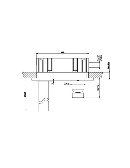 Miscelatore Gessi a parete con bocca lunga serie Rettangolo parte esterna cod.44838 incasso cod.44697 - Kallea