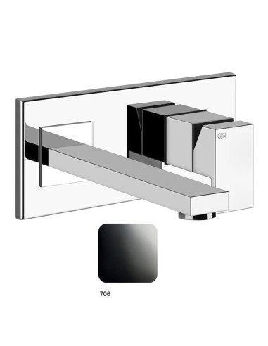 Miscelatore Gessi a parete con bocca lunga serie Rettangolo parte esterna cod.44838 incasso cod.44697 - Kallea