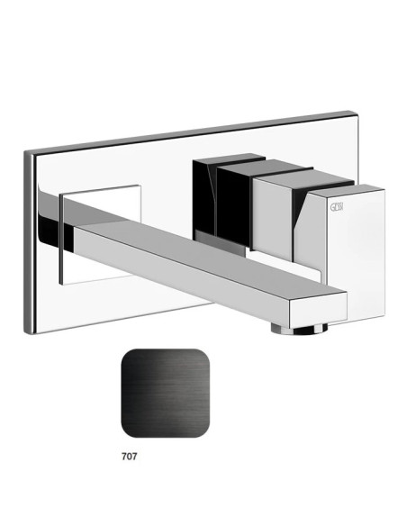 Miscelatore Gessi a parete con bocca lunga serie Rettangolo parte esterna cod.44838 incasso cod.44697 - Kallea