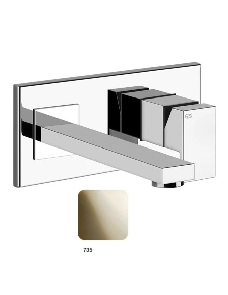 Miscelatore Gessi a parete con bocca lunga serie Rettangolo parte esterna cod.44838 incasso cod.44697 - Kallea