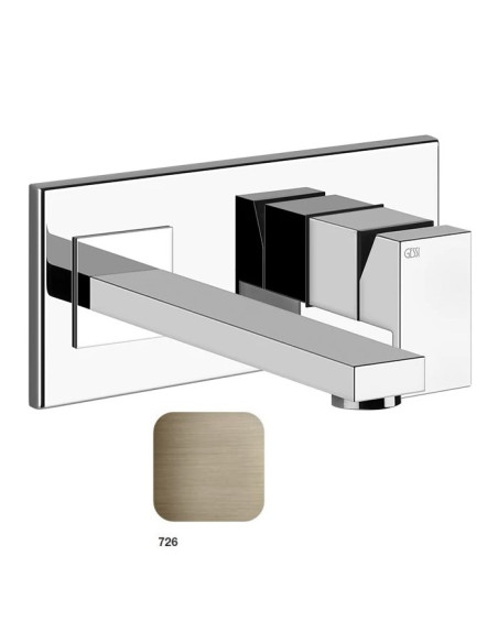 Miscelatore Gessi a parete con bocca lunga serie Rettangolo parte esterna cod.44838 incasso cod.44697 - Kallea